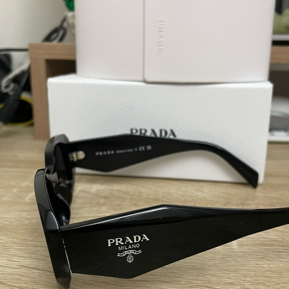 Prada Pr 17wsf Black Rectangular Sunglasses - image 2